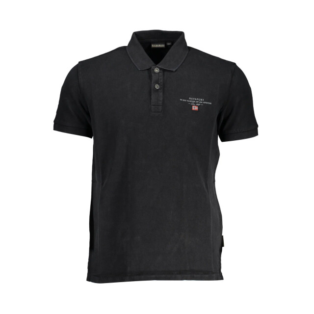 Napapijri Classic geborduurde polo shirt Napapijri Classic Zwarte Geborduurde Polo Shirt large