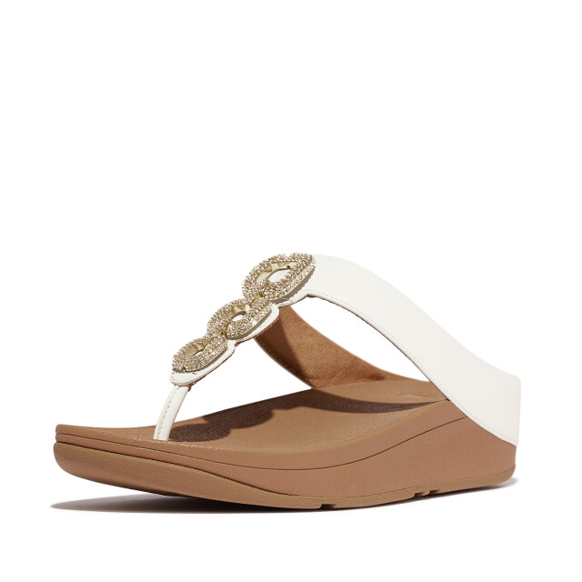 FitFlop Fino crystal-chain leather toe-post sandals HX2 large