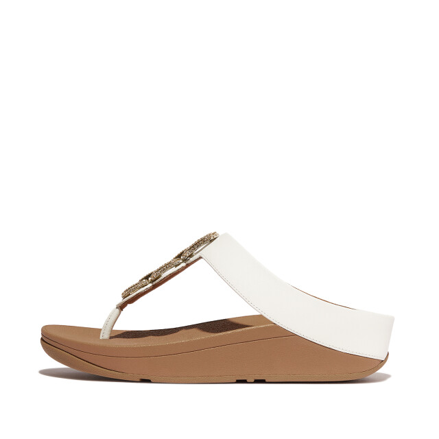 FitFlop Fino crystal-chain leather toe-post sandals HX2 large