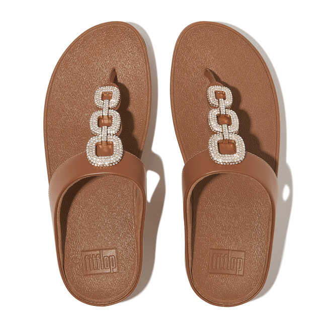 FitFlop Fino crystal-chain leather toe-post sandals HX2 large
