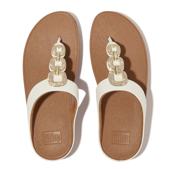 FitFlop Fino crystal-chain leather toe-post sandals HX2 large
