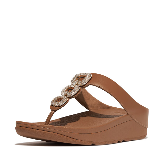 FitFlop Fino crystal-chain leather toe-post sandals HX2 large