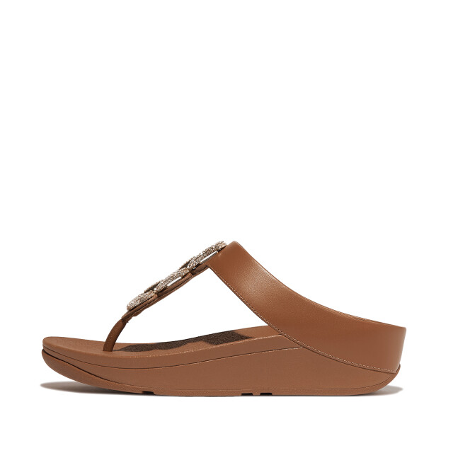 FitFlop Fino crystal-chain leather toe-post sandals HX2 large