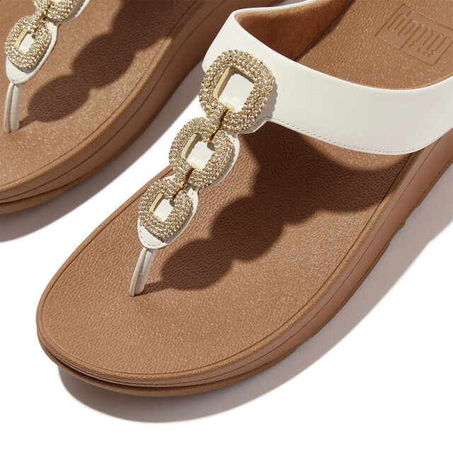 FitFlop Fino crystal-chain leather toe-post sandals HX2 large