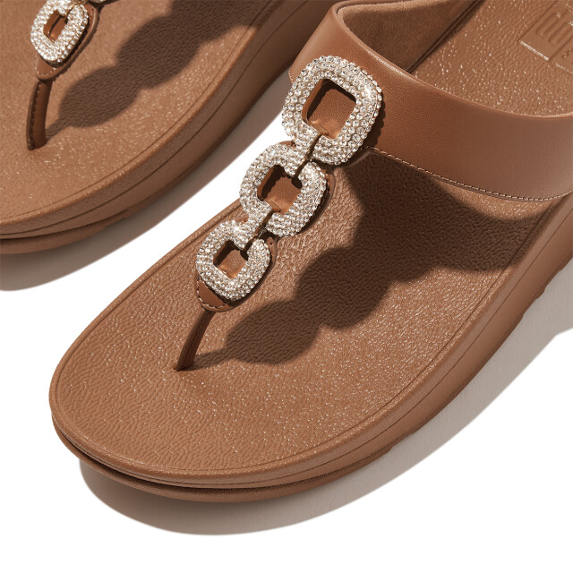 FitFlop Fino crystal-chain leather toe-post sandals HX2 large