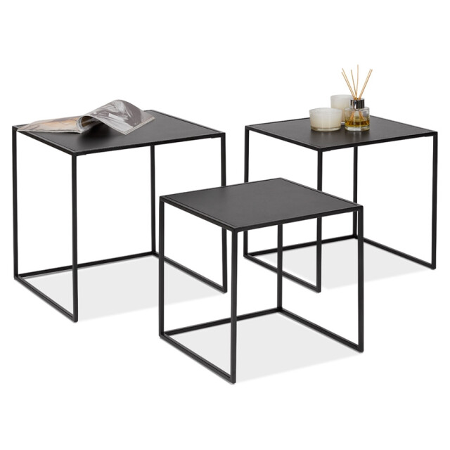 Alterego Set van 3 nestbare bijzettafels baggy 50x50x50 cm 3191461 large