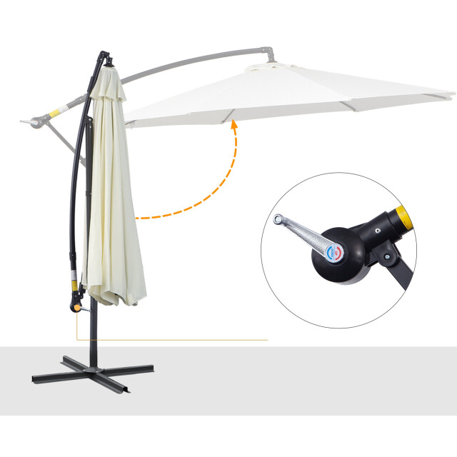 4goodz Outsunny zweefparasol 300 cm rond creme 3158249 large
