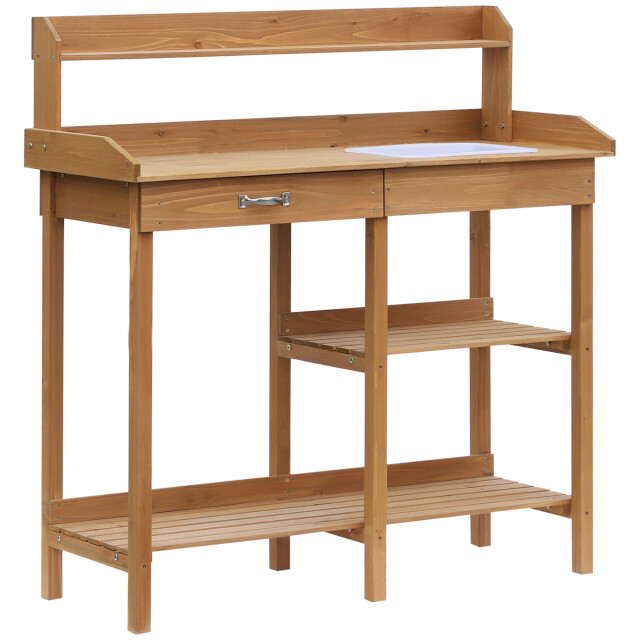 4goodz Houten oppottafel plantentafel met lade en bak 3158248 large