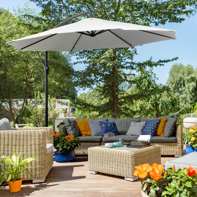 4goodz Outsunny zweefparasol 300 cm rond creme 3158249 large