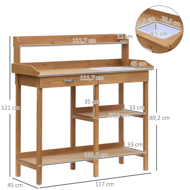 4goodz Houten oppottafel plantentafel met lade en bak 3158248 large