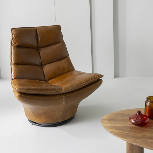 Signature Draaibare leren fauteuil l86 cm achille 3061008 large
