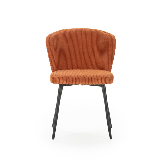 CaliCosy Set van 4 stoelen in geribbelde fluwelen stof met zwarte metalen poten l47 cm - 3078751 large