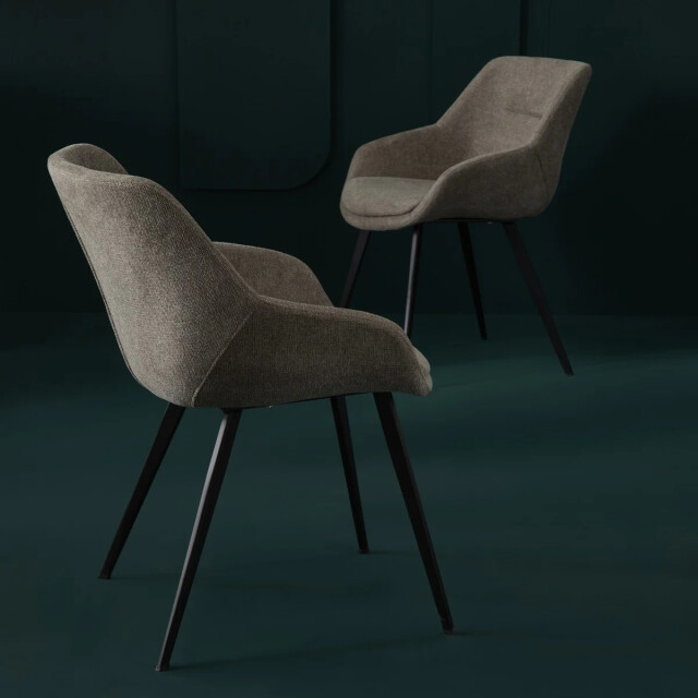 Signature Set van 6 bridge-fauteuils in taupekleurige stof l64 cm colombe 3061012 large