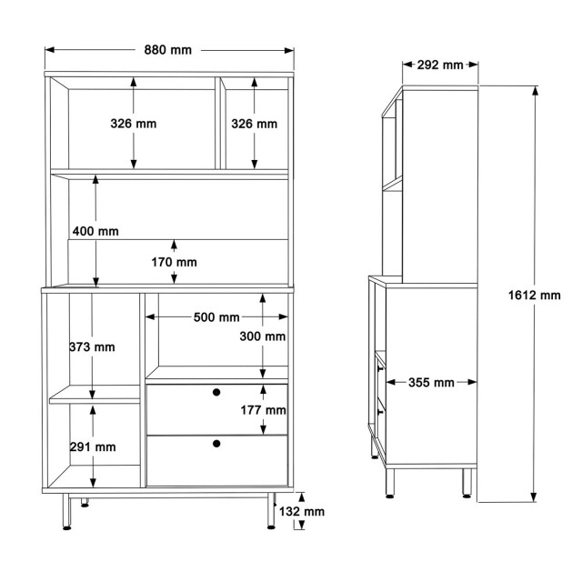 CaliCosy Keukenkast met 3 deuren en 2 lades h161,2 cm 3042309 large