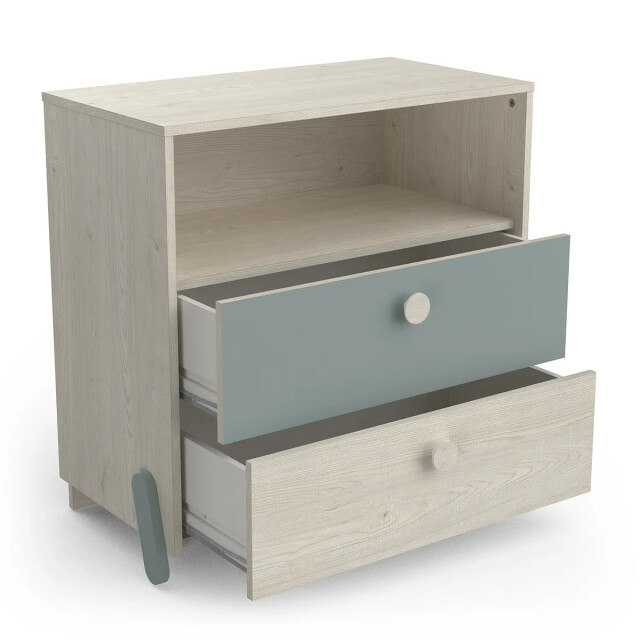 CaliCosy Scandinavische commode 2 laden 1 nis, hout en groen l73cm ilian 2929918 large