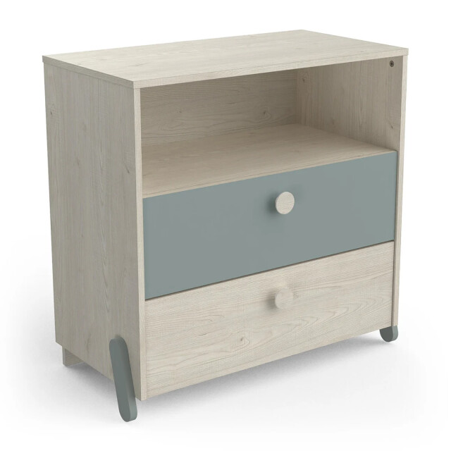 CaliCosy Scandinavische commode 2 laden 1 nis, hout en groen l73cm ilian 2929918 large