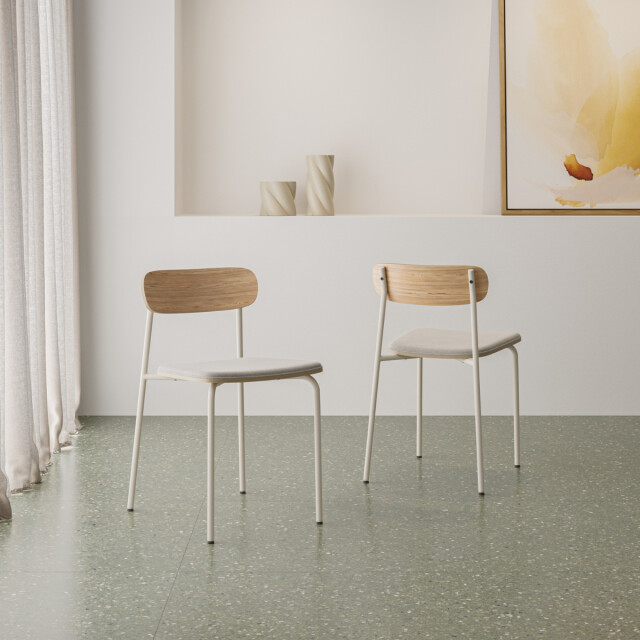 CaliCosy Set van 2 stoelen in stof met zwarte metalen poten l46 cm adriana 3078771 large