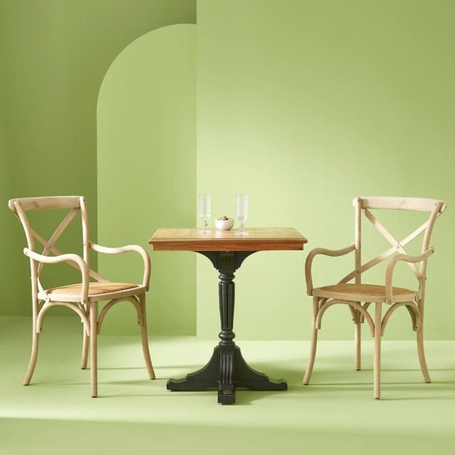 CaliCosy Set van 2 bridge fauteuils van massief hout en webbing l62 cm bistrot 3018351 large