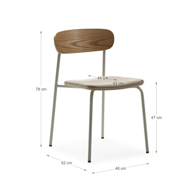 CaliCosy Set van 2 stoelen in stof met zwarte metalen poten l46 cm adriana 3078771 large