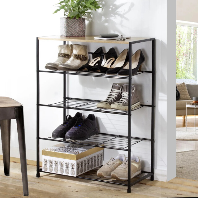 CaliCosy Zwart metalen schoenenrek met 5 etages 2929298 large