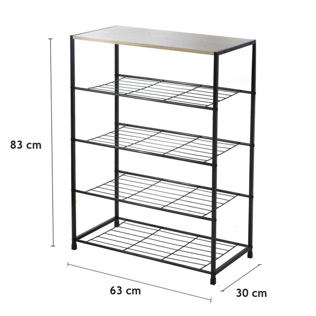 CaliCosy Zwart metalen schoenenrek met 5 etages 2929298 large