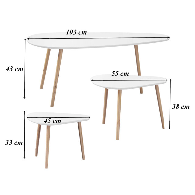 CaliCosy Set van 3 witte en houten nesttafels 2929398 large