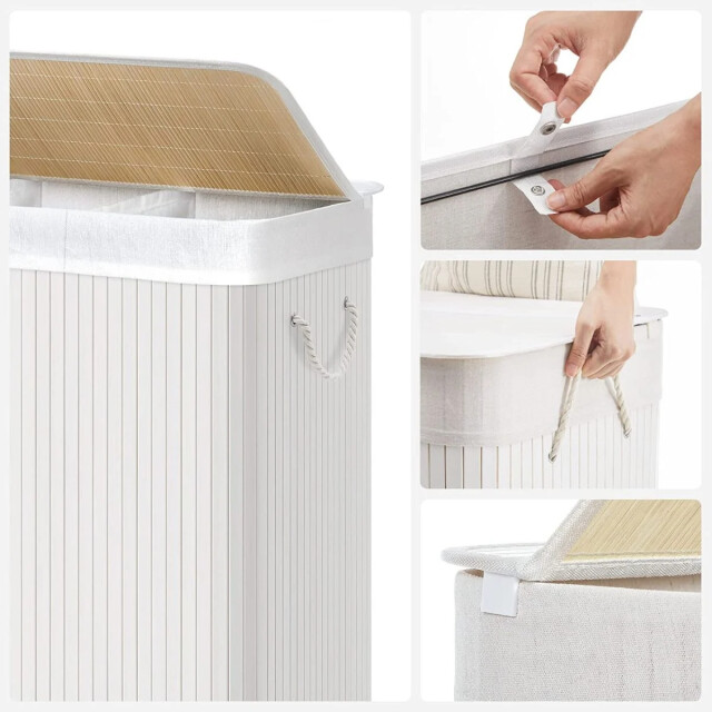 CaliCosy Wasmand met 3 compartimenten en verwijderbare zakken van bamboe en wit 2929478 large