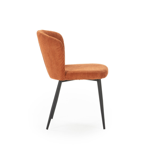 CaliCosy Set van 4 stoelen in geribbelde fluwelen stof met zwarte metalen poten l47 cm - 3078751 large