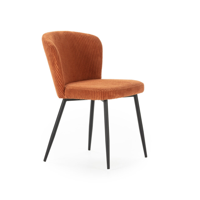CaliCosy Set van 4 stoelen in geribbelde fluwelen stof met zwarte metalen poten l47 cm - 3078751 large