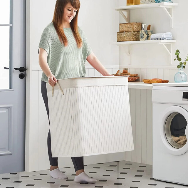 CaliCosy Wasmand met 3 compartimenten en verwijderbare zakken van bamboe en wit 2929478 large