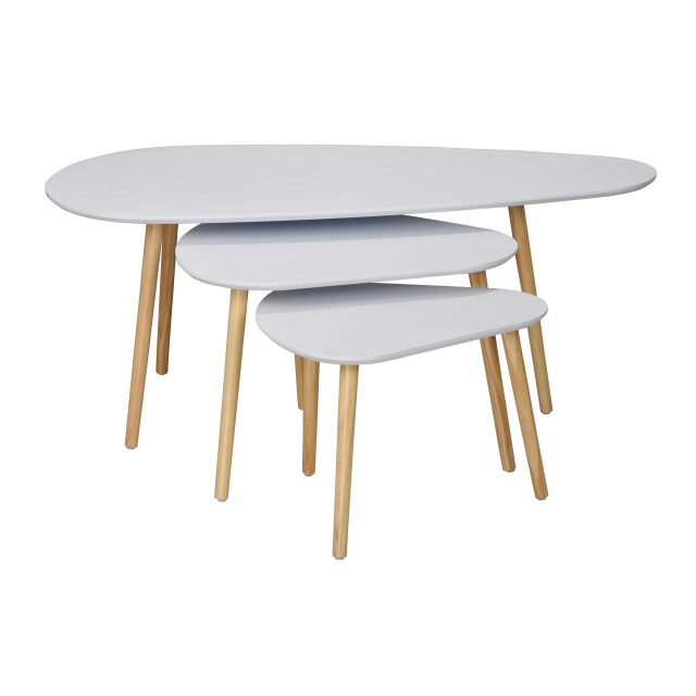 CaliCosy Set van 3 witte en houten nesttafels 2929398 large