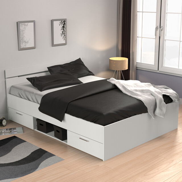 CaliCosy Lit 140x200 cm 2 tiroirs et 1 niche l204,3 cm michigan 3042278 large