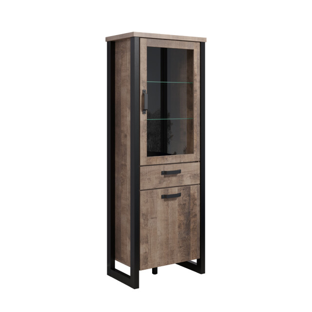 CaliCosy Vitrine met 2 deuren, waarvan 1 met gehard glas, en 1 lade l70 cm emile 3042318 large
