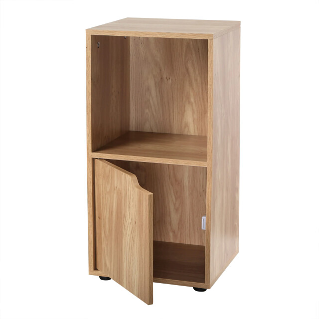 CaliCosy Set van 2 nachtkastjes met 2 compartimenten, houtdecor, 1 deur 2929586 large