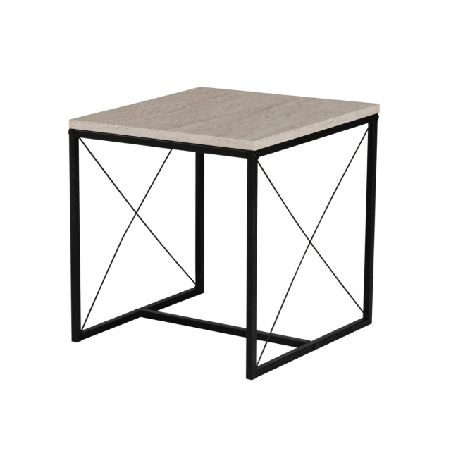 CaliCosy Set van 3 nestbare salontafels, travertin decor en zwart metaal l100 cm defne 3061979 large