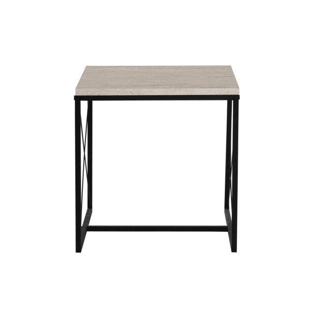 CaliCosy Set van 3 nestbare salontafels, travertin decor en zwart metaal l100 cm defne 3061979 large