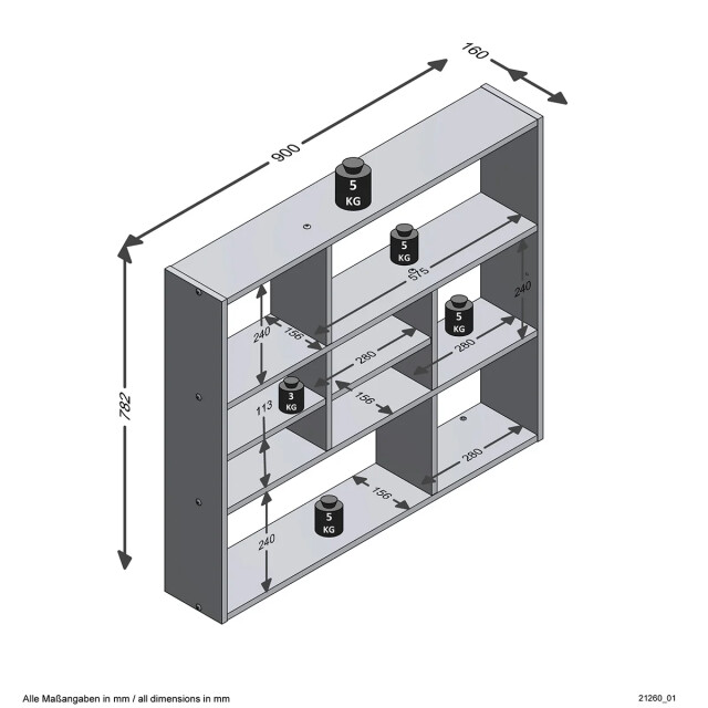 CaliCosy Wandplank 9 compartimenten l90 cm mika 2936971 large
