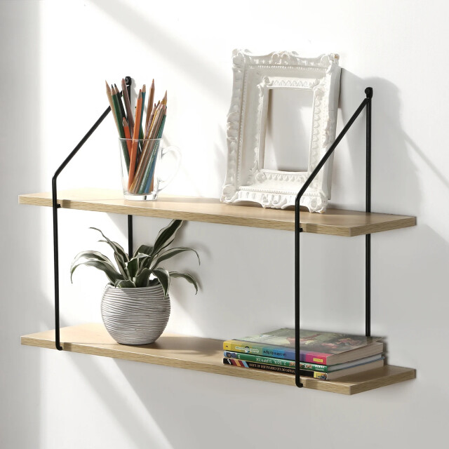 CaliCosy Wandplank 2 niveaus houtdecor l60 cm 2929346 large