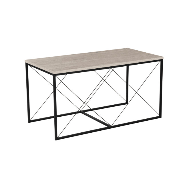 CaliCosy Set van 3 nestbare salontafels, travertin decor en zwart metaal l100 cm defne 3061979 large