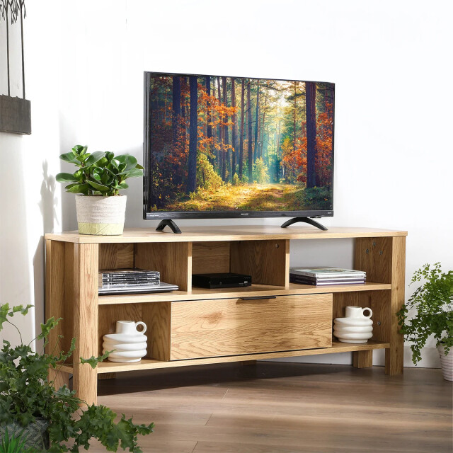 CaliCosy Hoek-tv-meubel 1 lade eiken decor l120 cm 2930266 large