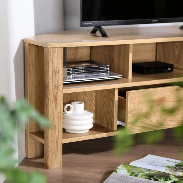 CaliCosy Hoek-tv-meubel 1 lade eiken decor l120 cm 2930266 large