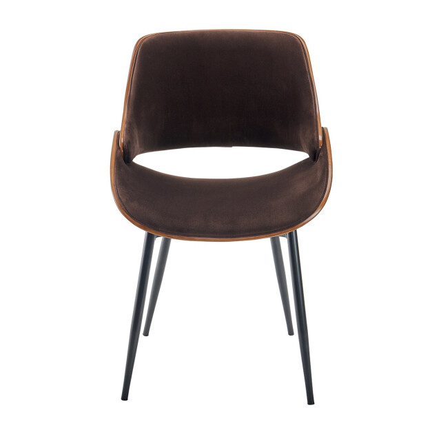 Signature Set van 4 stoelen met walnootafwerking en bruine fluwelen zitting mannix 2929606 large