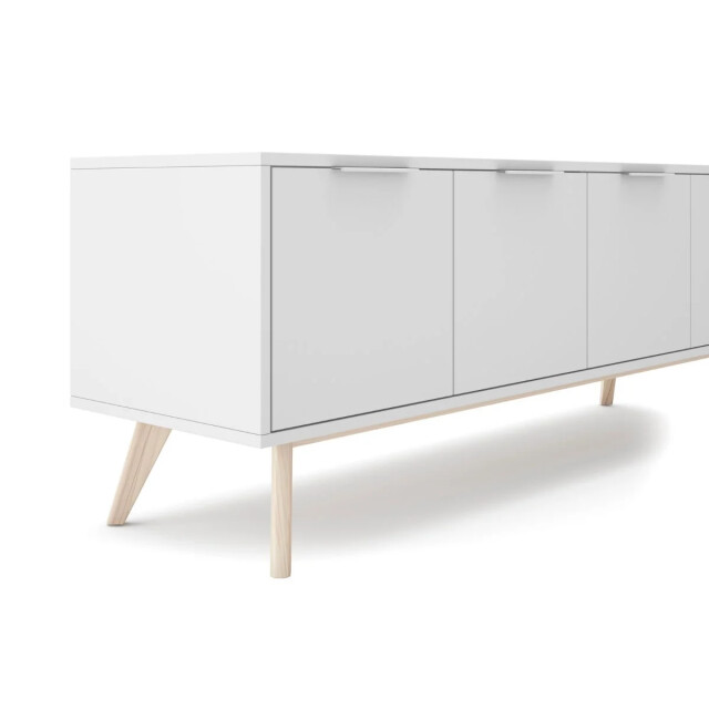 CaliCosy Tv-meubel 4 deuren wit en massief grenen l140 cm campus 2930286 large