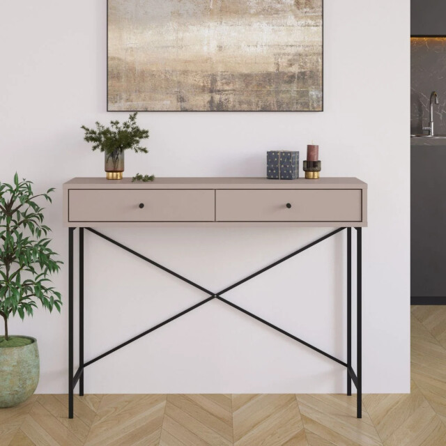 CaliCosy Console 2 lades kleur mokka en metalen poten l110 cm titan 2930306 large