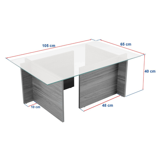 CaliCosy Salontafel met glazen blad l105 cm noah 3046338 large