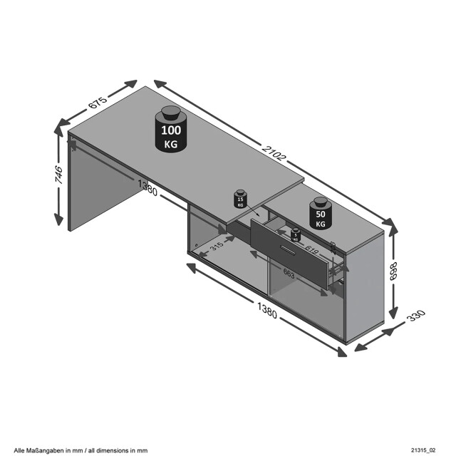 CaliCosy Hoekbureau met lage opbergruimte om te zetten diego 2937572 large