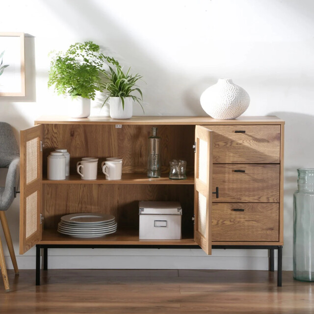 CaliCosy Dressoir met 2 deuren en 3 laden van rotan l120 cm jaya 3018339 large