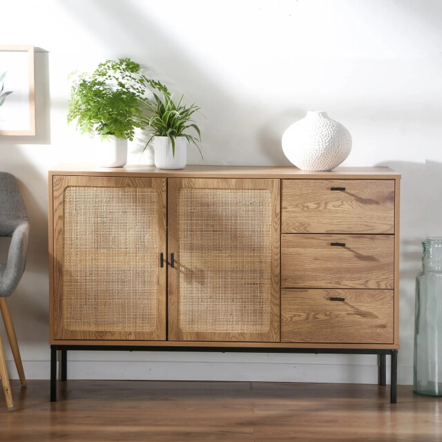 CaliCosy Dressoir met 2 deuren en 3 laden van rotan l120 cm jaya 3018339 large