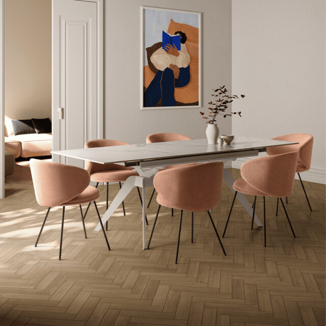CaliCosy Set van 2 stoelen in stof met zwarte metalen poten l60 cm rush 3078759 large