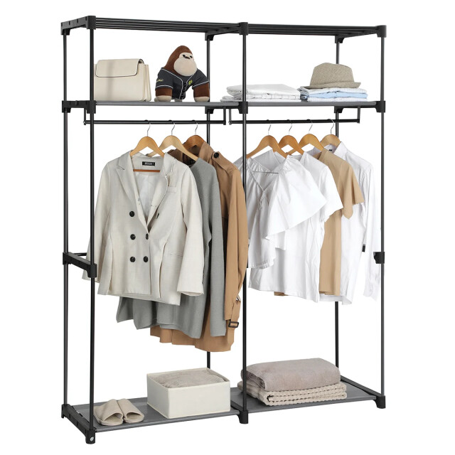 CaliCosy Opvouwbare kledingrek met 2 stangen en beschermhoes l140 x h174 cm 2929405 large